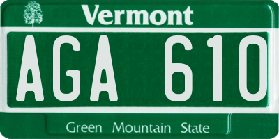 VT license plate AGA610