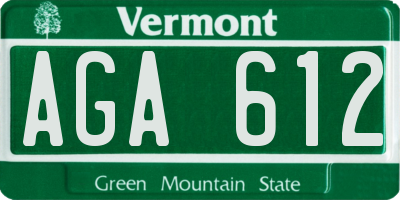 VT license plate AGA612