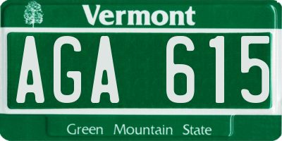 VT license plate AGA615