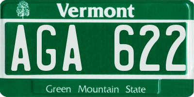 VT license plate AGA622