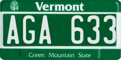 VT license plate AGA633