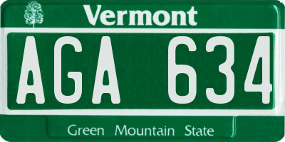 VT license plate AGA634