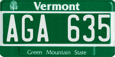 VT license plate AGA635