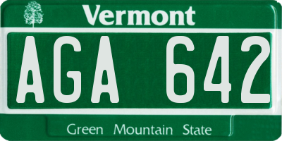 VT license plate AGA642
