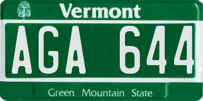 VT license plate AGA644