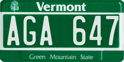 VT license plate AGA647