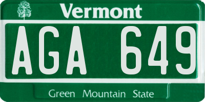 VT license plate AGA649