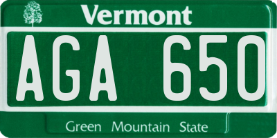 VT license plate AGA650
