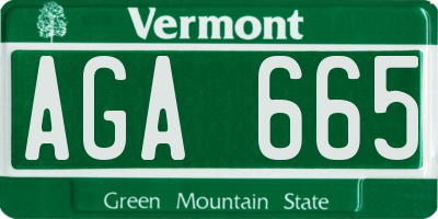 VT license plate AGA665