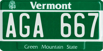 VT license plate AGA667