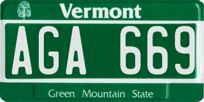 VT license plate AGA669