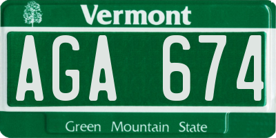 VT license plate AGA674