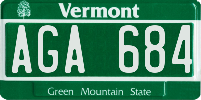 VT license plate AGA684