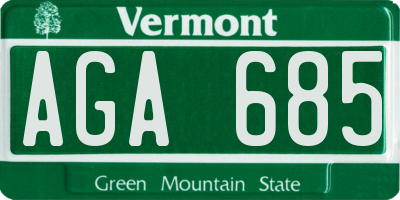 VT license plate AGA685
