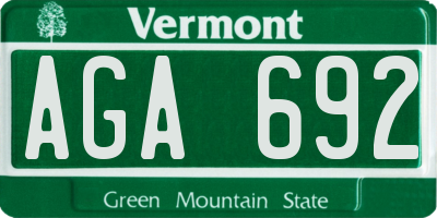 VT license plate AGA692