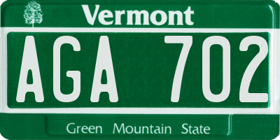VT license plate AGA702