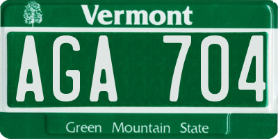 VT license plate AGA704