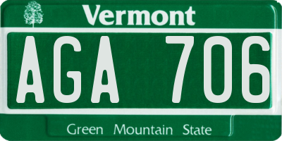 VT license plate AGA706