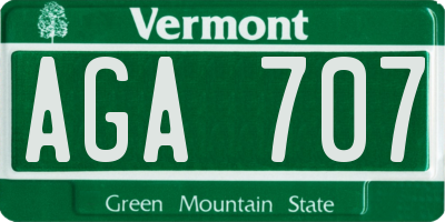 VT license plate AGA707