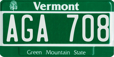 VT license plate AGA708