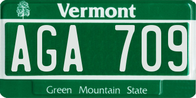 VT license plate AGA709