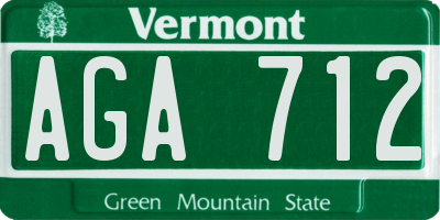 VT license plate AGA712
