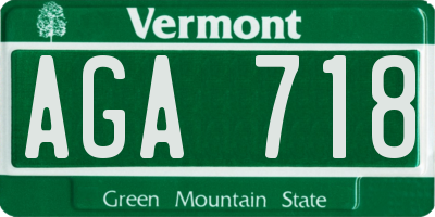 VT license plate AGA718