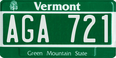 VT license plate AGA721