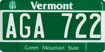 VT license plate AGA722