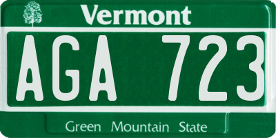 VT license plate AGA723