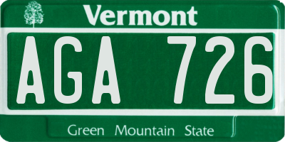 VT license plate AGA726
