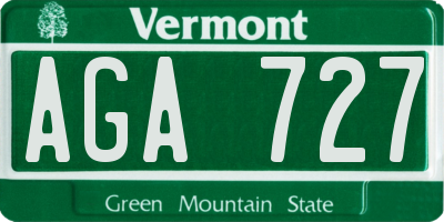 VT license plate AGA727