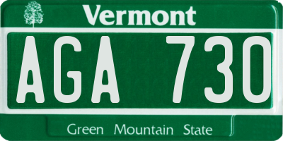 VT license plate AGA730