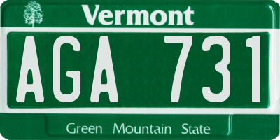 VT license plate AGA731