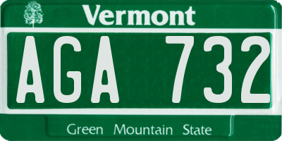 VT license plate AGA732