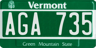 VT license plate AGA735