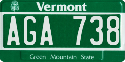 VT license plate AGA738