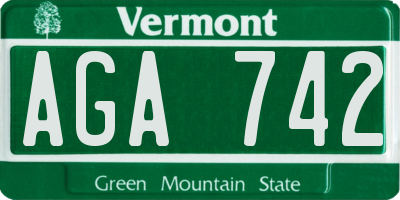 VT license plate AGA742