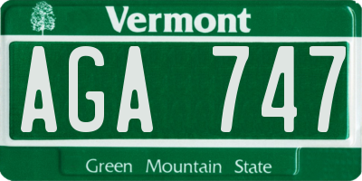 VT license plate AGA747