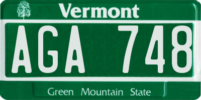 VT license plate AGA748