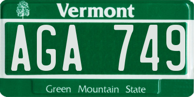 VT license plate AGA749