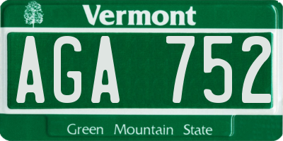 VT license plate AGA752