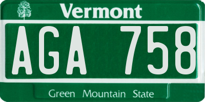 VT license plate AGA758