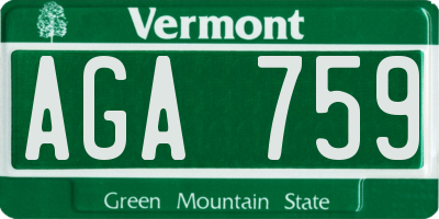 VT license plate AGA759