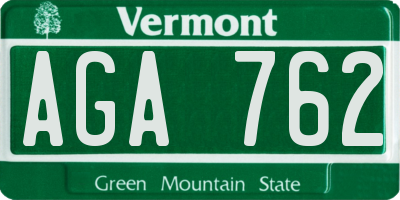 VT license plate AGA762