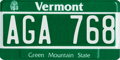VT license plate AGA768