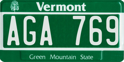 VT license plate AGA769