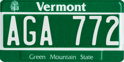 VT license plate AGA772