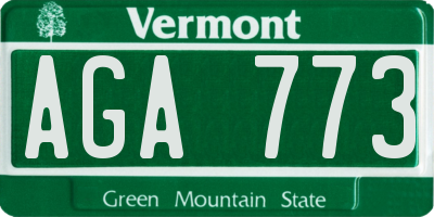 VT license plate AGA773