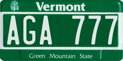 VT license plate AGA777